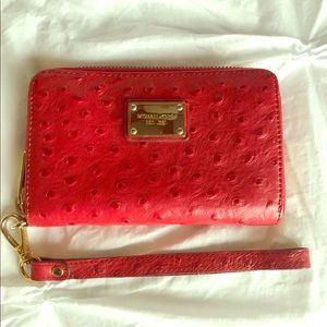 Michael Kors Leather (ostrich) wristlet